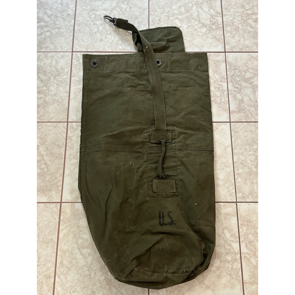 Vietnam US Military Heavy Duty Duck Cotton Canvas Duffle Bag Vintage US GI Olive